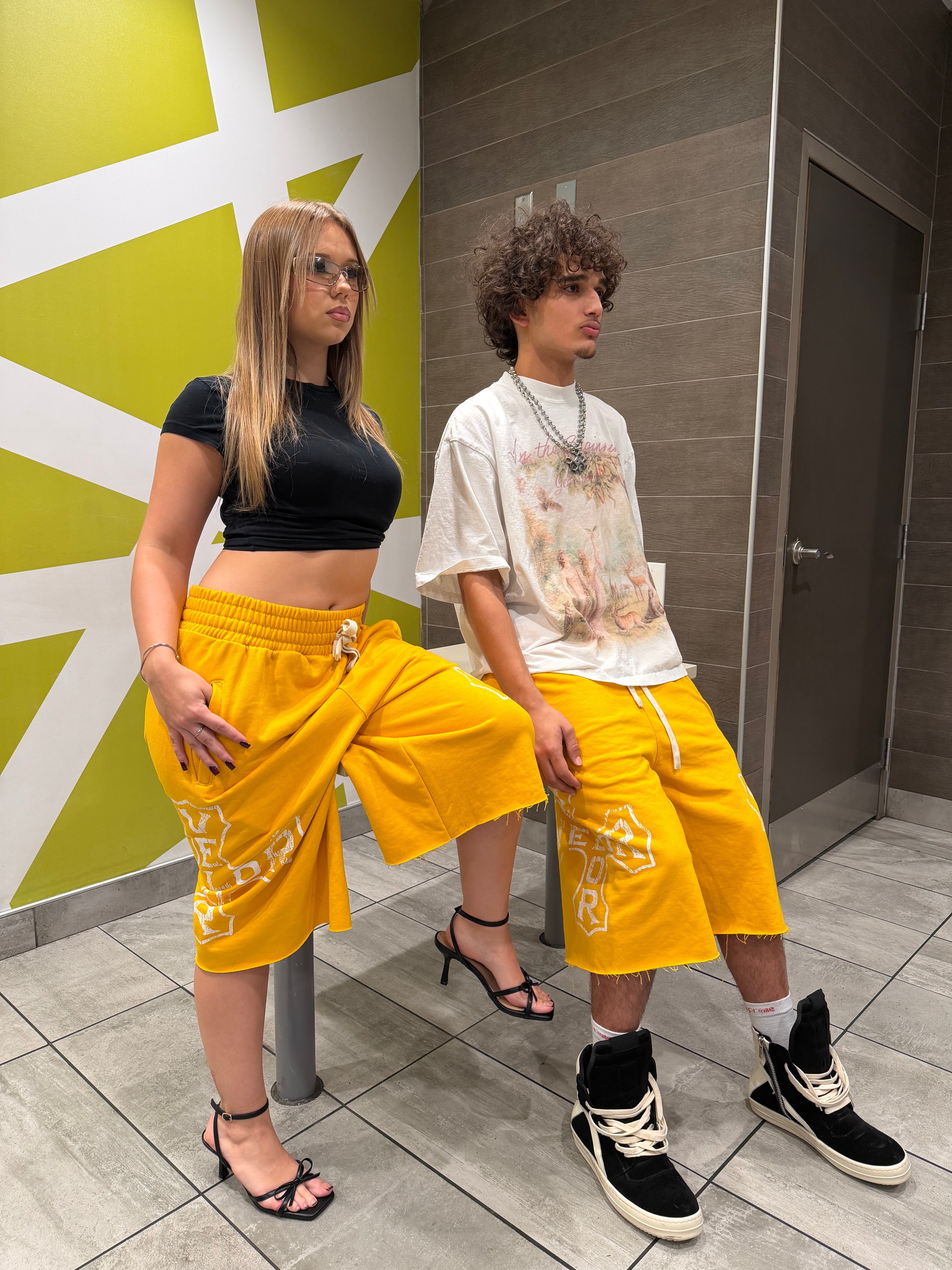 VLR YELLOW 3/4 SHORTS
